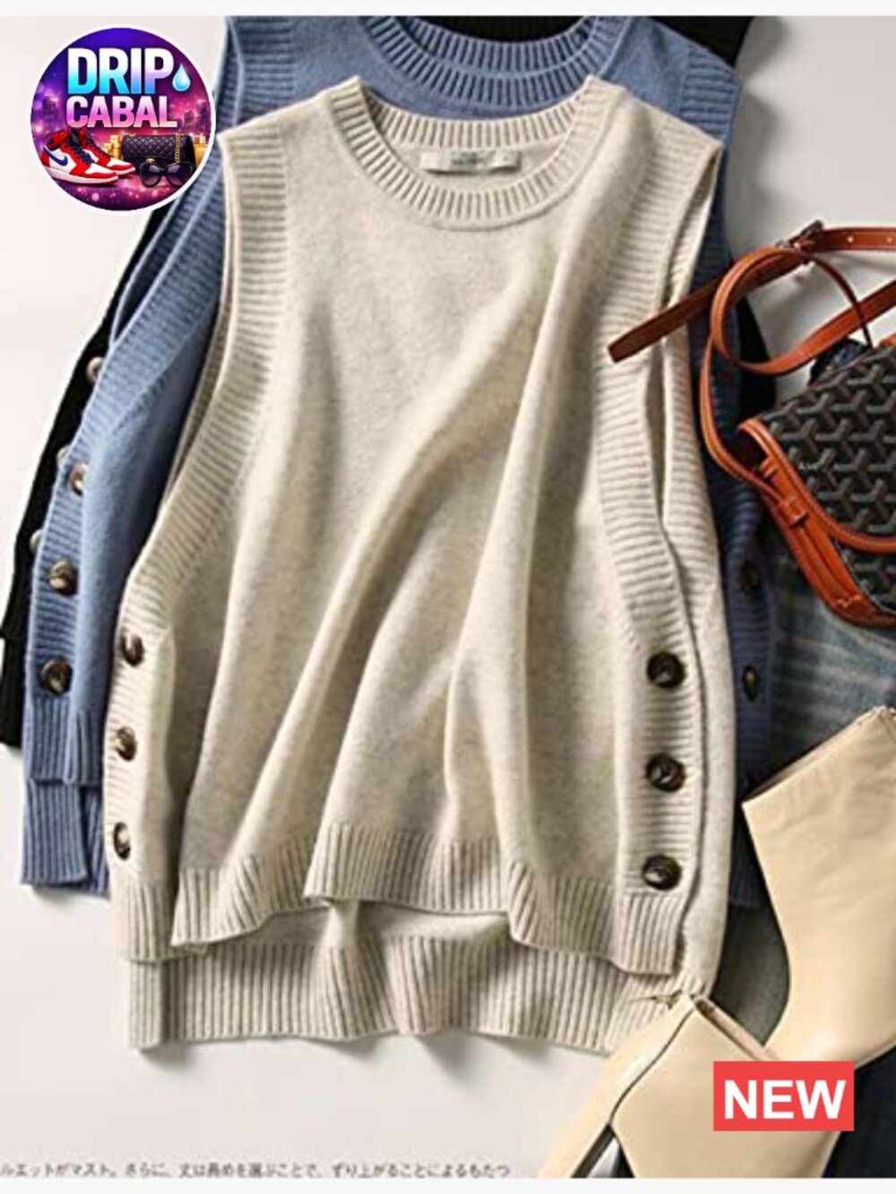 Sleeveless Ribbed Knit Sweater Vest Top Pullover - Picture 4 of 7